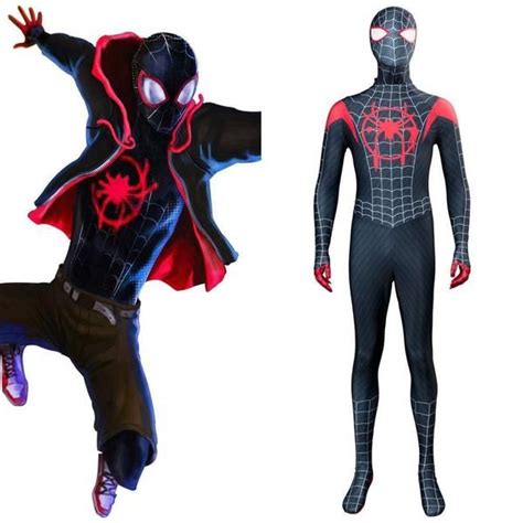 Spider Man Into The Spider Verse Miles Morales Outfit Cosplay Costume In 2021 Spiderman