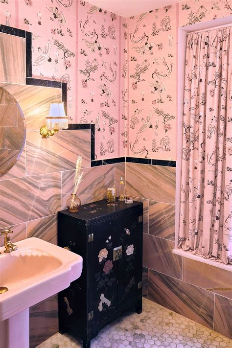 This Bathroom Remodel Is Swathed In Pink Wallpaper Bathrooms Remodel