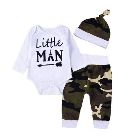 Infant Baby Girls Boys Letter Print Romper Jumpsuit Camouflage Pants