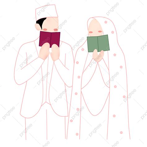 Ilustração De Casamento Muçulmano Casal Fofo Com Buku Nikah Png Casal