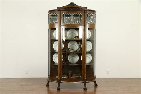 Curved Glass Curio Cabinet Antique Taraba Home Review