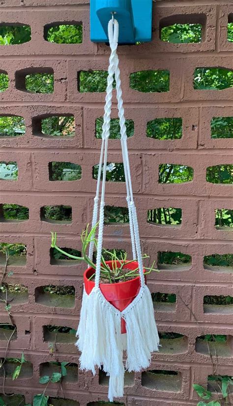 Extra Long Handmade Macrame Plant Hanger With Tassel Fringe Etsy