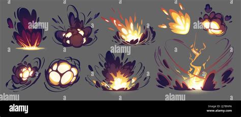 Bomb Explosion Rocket Hit Animation Effect Vector Sprite Sheet Of