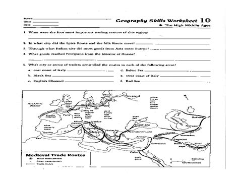 Geography Skills Worksheet High Middle Ages Worksheet For 6th 12th