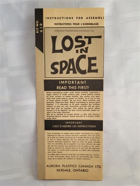 1960s Aurora Lost In Space Model Kit Instruction Manual Original
