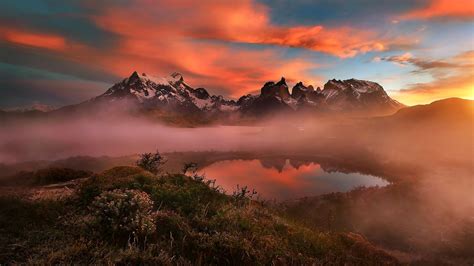 Wallpaper Sunlight Trees Landscape Mountains Sunset