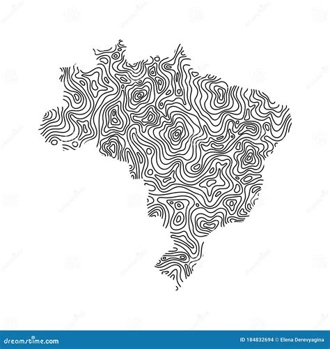 Mapa De Brasil Desde Aislamientos Negros O Línea De Nivel Cuadrícula De