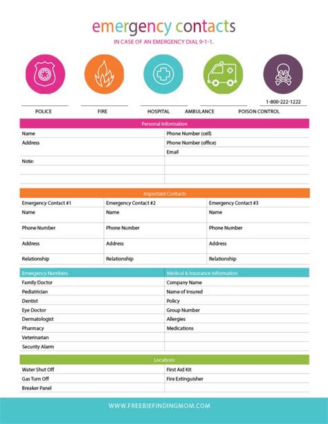 Free Printable Emergency Contact Form Pdf