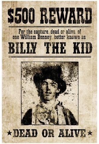 Perfect for printing and sharing online! Billy The Kid Western Wanted Sign Print Poster Affiche sur AllPosters.fr