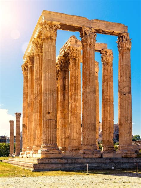 Zeus Temple In Sunlight Athens Greece Stock Image Image Of