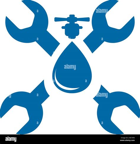 Plumbing Service With Water Faucet Icon Vector Logo Design Stock Vector