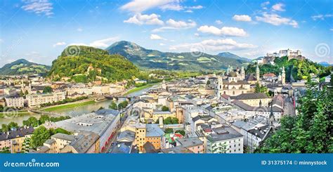 Panoramic View Of The Historic City Of Salzburg Salzburger Land