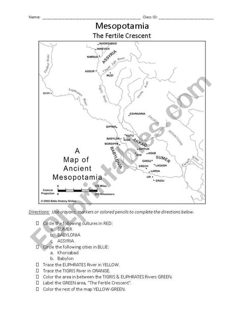 Mesopotamia Map Worksheet