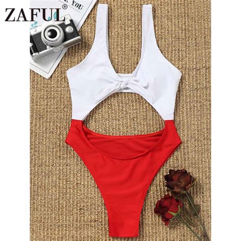 Zaful 2018 Bowknot One Piece Swimwear Sexy Women High Cut Swimsuit