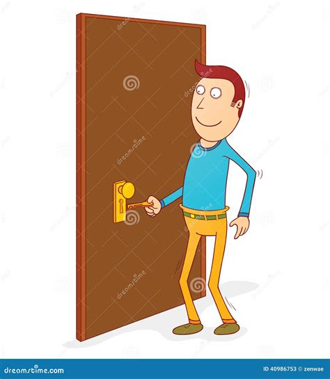 Unlocking The Door Stock Vector Illustration Of Clip