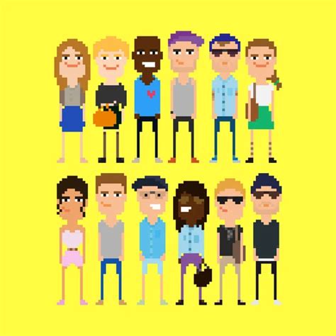 Pixel Art 8 Bit People Characters — Stock Vector © Chuckchee 82602574