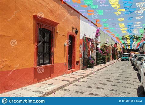 Street And Architecture Of Tequisquiapan Queretaro Mexico Editorial Image Image Of