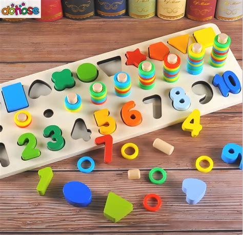 Children Wooden Montessori Materials Learning To Count Numbers Matching