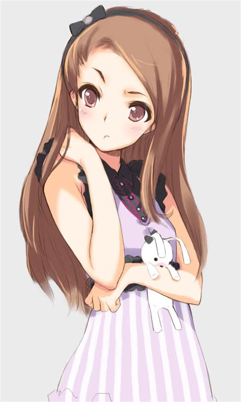 Brown Hair Anime Girl No Bangs Anime Wallpaper Hd