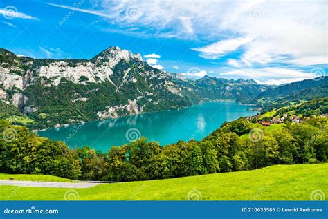 Walensee Lake In Switzerland Stock Photo Image Of Walensee Idyllic
