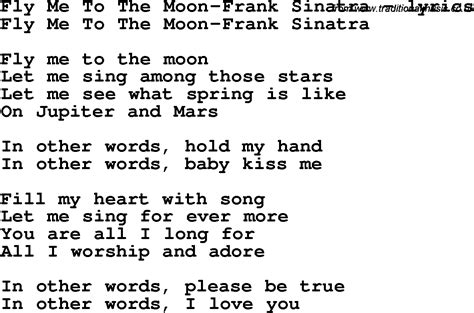 Fly Me To The Moon Tekst - Love Song Lyrics for:Fly Me To The Moon-Frank Sinatra