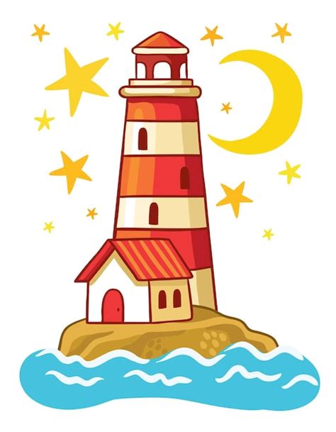 Premium Vector Vector Lighthouse Island In The Sea With A Lighthouse