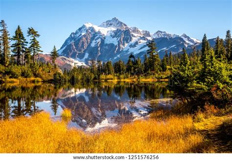 Mt Shuksan Reflection Autumn Washingtonusa Stock Photo Edit Now
