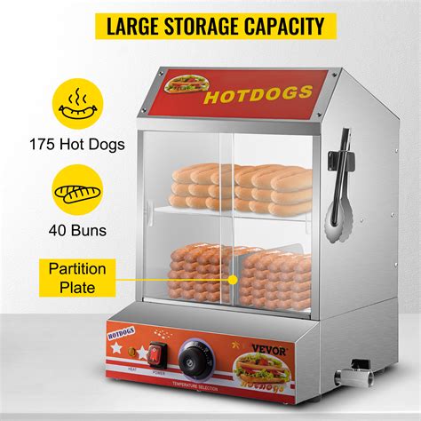 Vevor 2 Tier Hot Dog Steamer Easy Cleaning Stainless Steel Spacious