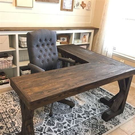 Furniture > desks > office. DIY L-Shaped Farmhouse Wood Desk + Office Makeover | Hometalk