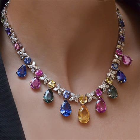 Multi Color Sapphire And Diamond Necklace Cellini Jewelers