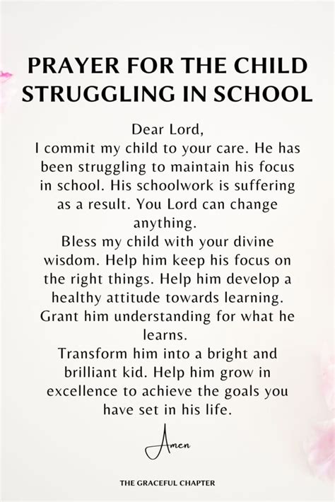 Prayer For A Child Struggling In School Churchgistscom