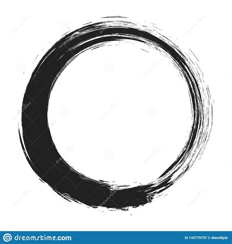 Vector Brush Strokes Circles Of Paint On White Background. Ink Hand Drawn Paint Brush Circle ...