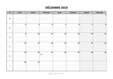 Calendrier Décembre 2019 à Imprimer