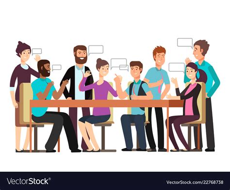 Cartoon Character Business Team Have Conversation Vector Image