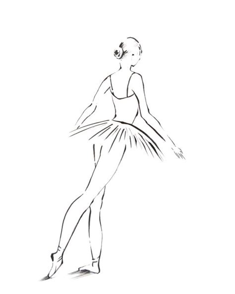 Ballerina Drawing Art Print Minimalist Art Black And White Drawing