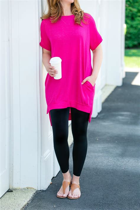 On The Go Hot Pink Tunic Top Pink Tunic Top Tunic Tops Trendy Tops