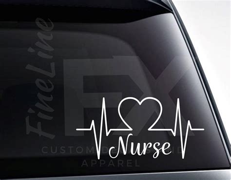 Nurse Heart Nurse Medical Ekg Heartbeat Vinyl Decal Sticker