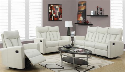 87iv 3 Ivory Bonded Leather Reclining Living Room Set 87iv 3 Monarch