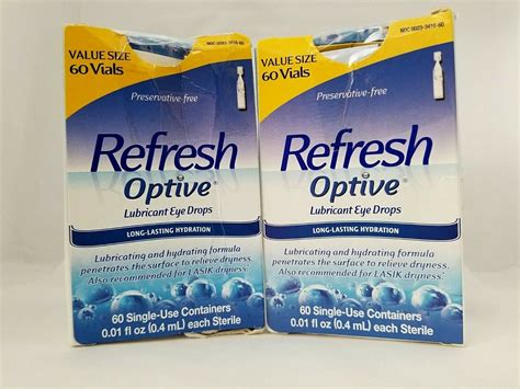 Refresh Optive Lubricant Eye Drops 60 Single Use Vials Top Shelf Otc