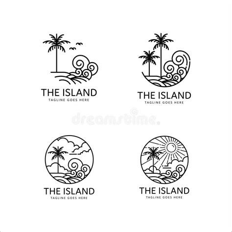 Tropical Island Beach Logo Collection Stock Illustration Illustration