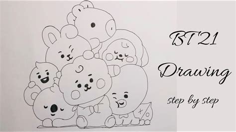 How To Draw Bt Characters Best Bt Members Easy Drawing Bts