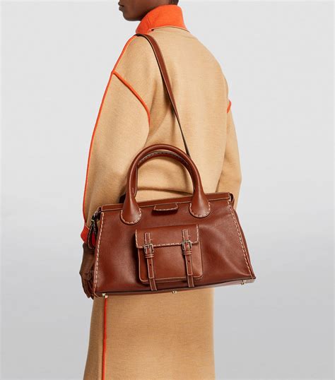 Womens Chloé brown Medium Leather Edith Shoulder Bag Harrods UK