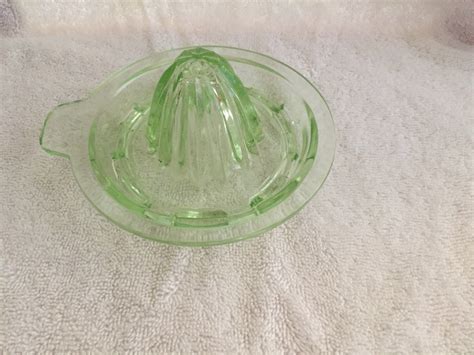 VIntage Green Depression Glass Juicer Reamer For Use With Measuring Cup
