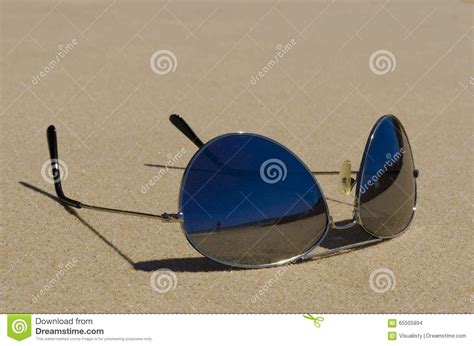 Pair Of Sunglasses On Beach Sand Closeup Stock Photo Image Of Sand