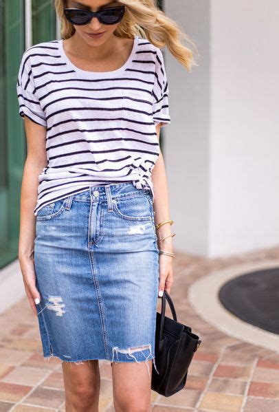 A Shoppable Guide To Denim Pencil Skirts Distressed Denim Skirt