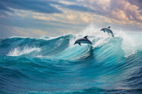 Premium Ai Image Photo Of Dolphins Jumping In The Ocean