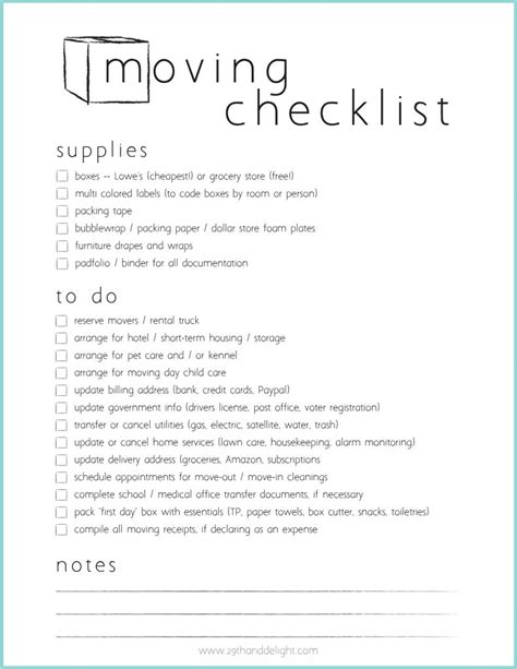 Printable Moving Checklist Making A Small Living Room Spacious With