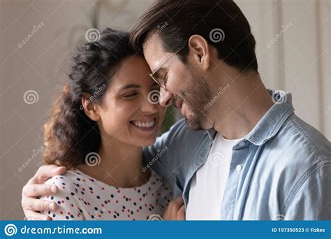 Happy Romantic Young Couple Embrace Showing Love Stock Image Image Of Male Dating 197350523
