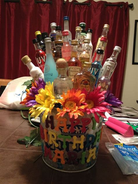 Search results images for birthday gift baskets for herreport images image result for birthday gift baskets for. Maria's 23rd birthday shot gift basket | Shot bottle gift ...