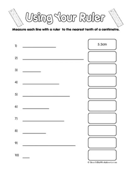 Measuring In Centimeters Worksheets Centimeter Ruler Measurement